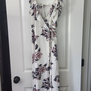 Floral White Wrap Dress